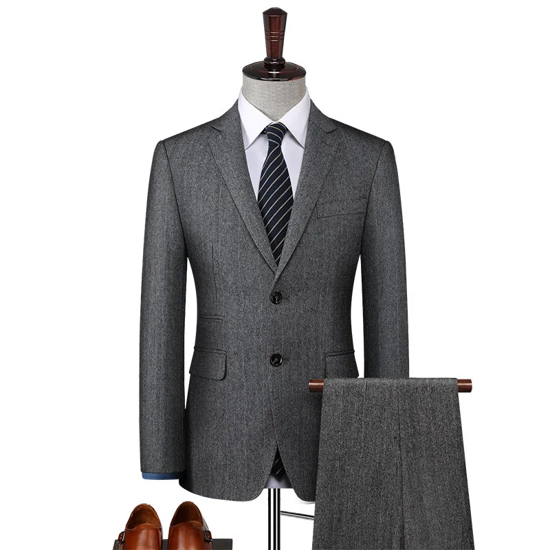 

BATMO 2023 new arrival high qulaity wool suits men,casual two Splits grey suits ,868