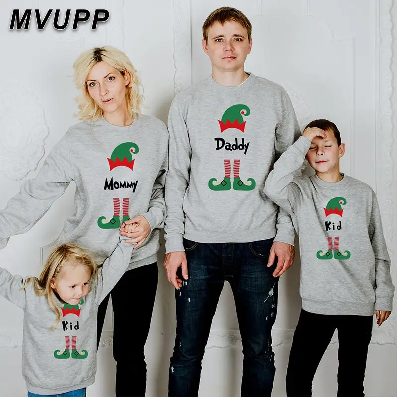 MVUPP/подходящая футболка для всей семьи с оленем хлопковый комплект одежды с принтом Санта-Клауса и бороды для малышей на Рождество, год