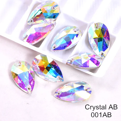 Crystal AB AAAAA качество каплевидные стеклянные стразы шьют на стразы капелька Блестящие стразы пришивные хрустальные стразы B3861 - Цвет: Crystal AB