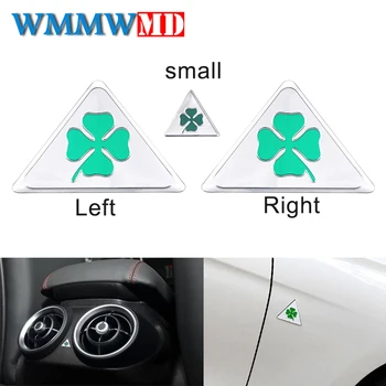 

For Alfa Romeo quatrefoil green delta Car Side Fender Emblem Badge Sticker for 4C 147 156 166 159 Giulietta Giulia Spider GT