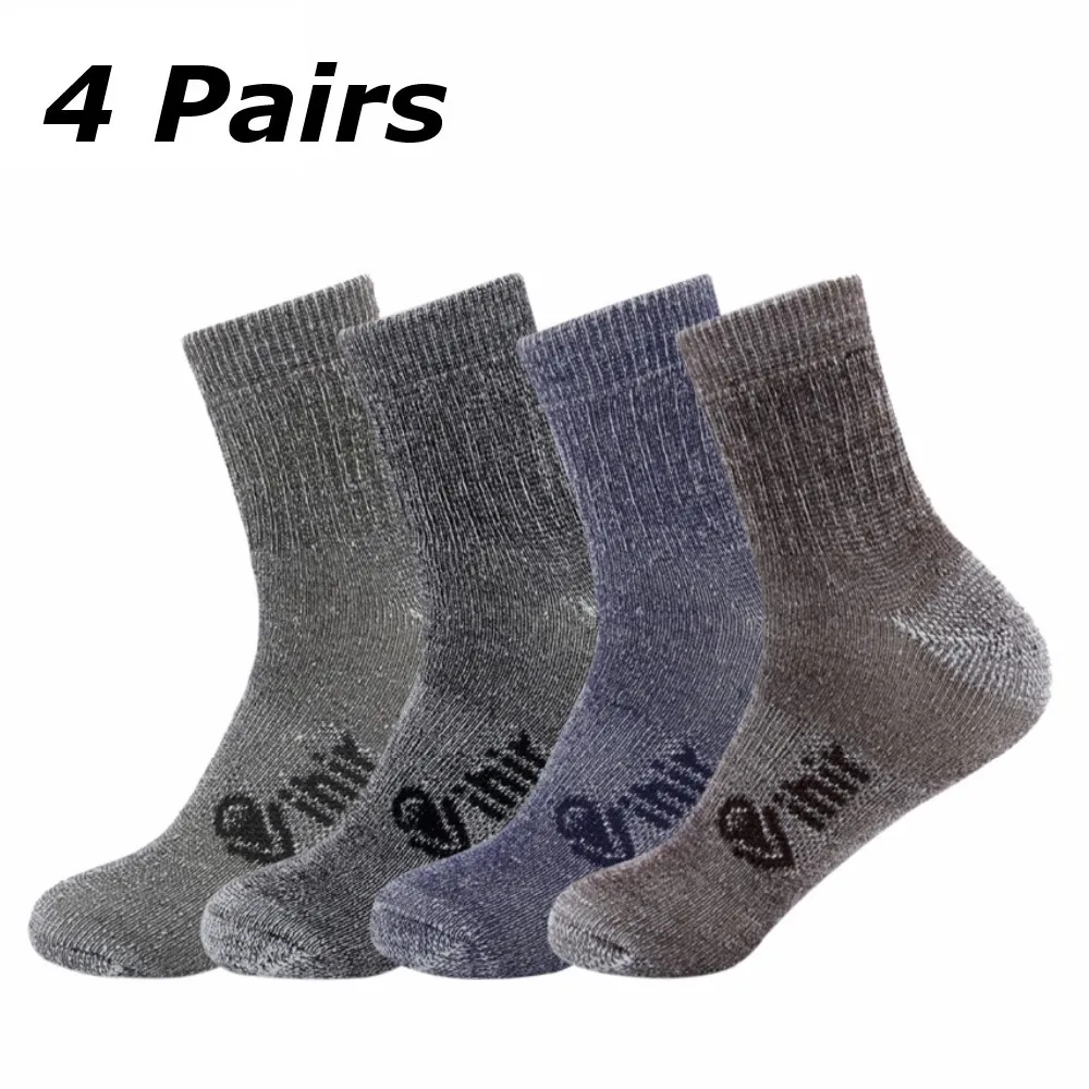 4 Pairs/pack,Vihir Men's Antimicrobial Thermal 80% Merino Wool Athletic Crew sport Socks