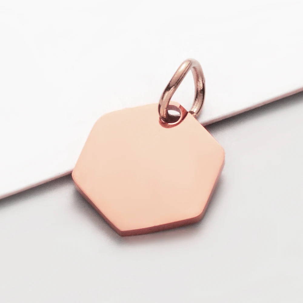 30pcs/Lot Stainless Steel Mirror Polished Hexagon Charms Pendants for DIY Jewelry Making Wholesale 10.5*15mm