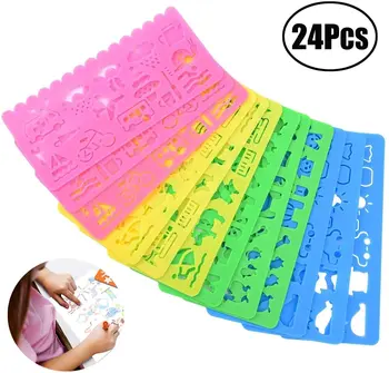 

Lvcky Plastic Stencils Drawing Stencil Set for Kids, 74 Shapes, 24 Pieces