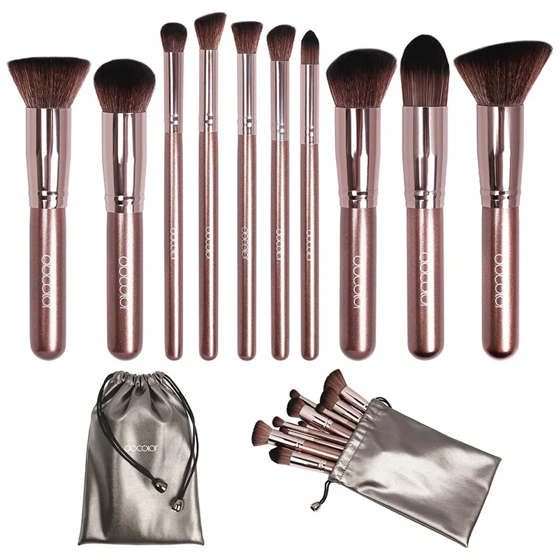

Docolor Cosmetic Brush Package (10 Pieces) Coffee Makeup Powder Foundation Brush Blush Brush Beauty Tool Cross Border New Produc