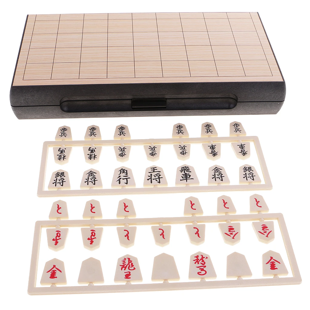 Folding  Shogi Japanese Chess Set, Traditional Board Checker Games For 2