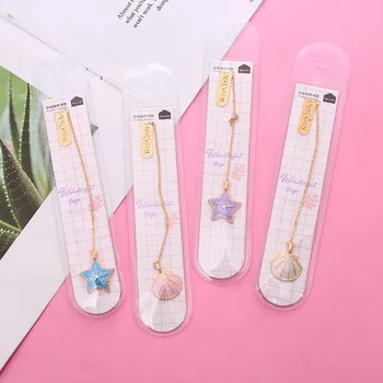 

4Pcs/Set Wonderful Starfish Shell Metal Pendant Bookmark Book Holder Message Card Gift Stationery