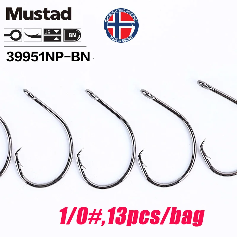 Mustad, норвежский рыболовный крючок, Высокоуглеродистая сталь, большой размер, круглые рыбные крючки, 6#-8/0#, 39951NP-BN - Цвет: 1-0