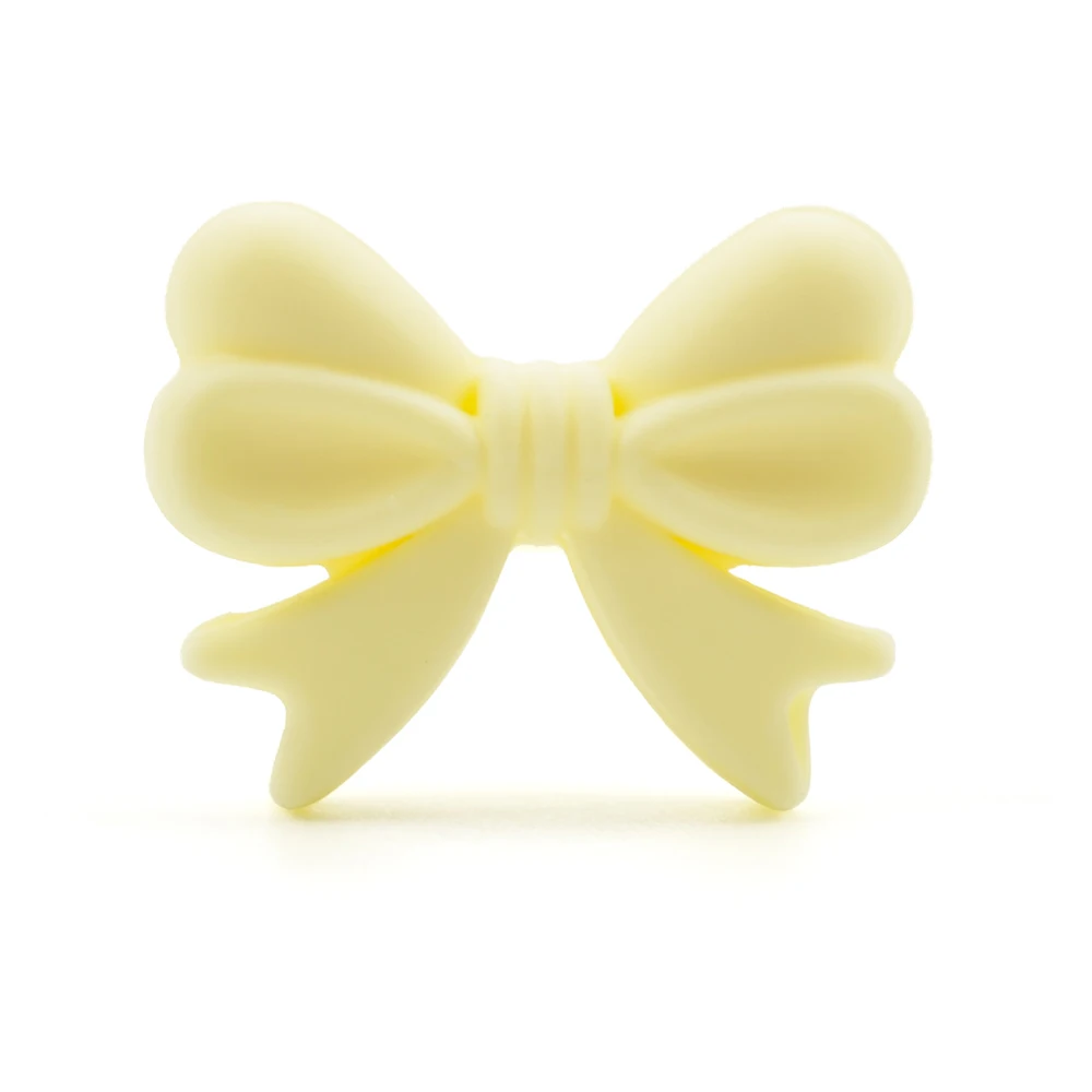 cream yellow Бант 10 шт./партия Силиконовые Бусины DIY пищевой силиконовый прорезывающий сосок милый силиконовый Прорезыватель держатель аксессуары - Цвет: cream yellow