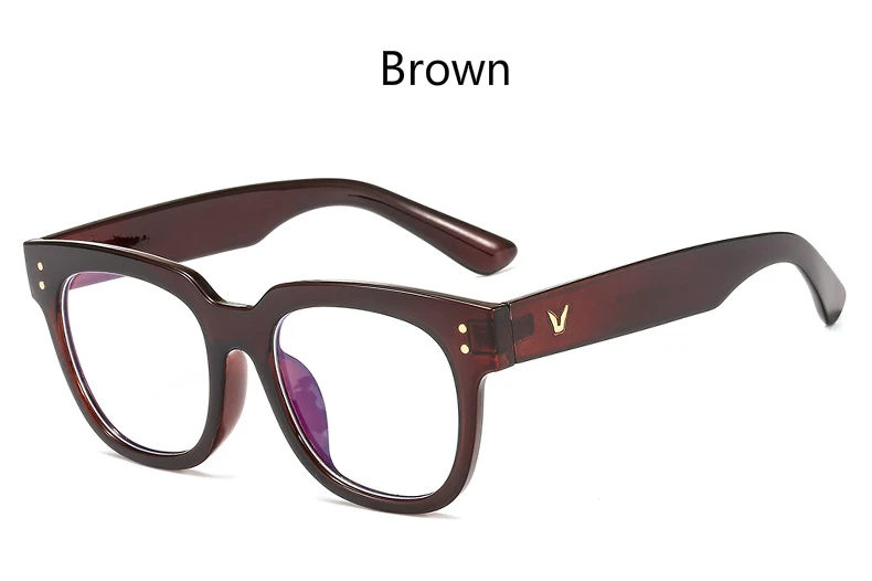 Brown Модные женские большие очки оправа анти UV400 Компьютер синий луч света очки излучения мужские очки - Цвет оправы: Brown