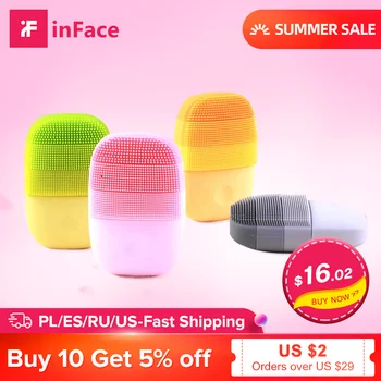 

InFace Sonic Facial Cleansing Brush Smart Timing IPX7 Waterproof Silicone Electric Massage Wash Face Care Cleaner USB Charging