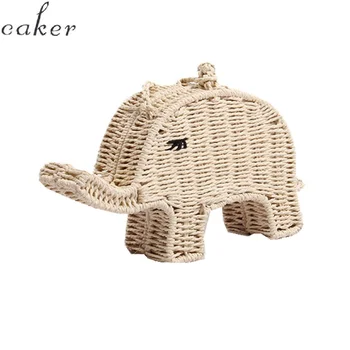 

Caker Brand 2020 Girl Elephant Straw Bags Fashion Summer Beach Bag Wholesale