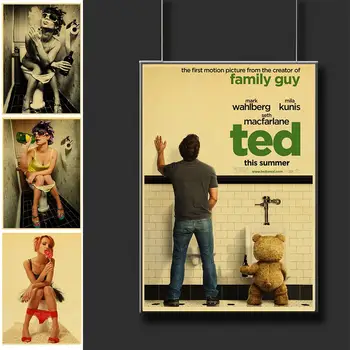 

Vintage Toliet Wall Funny Poster Bathroom Decor Kraft Paper Prints Retro Poster Art Painting