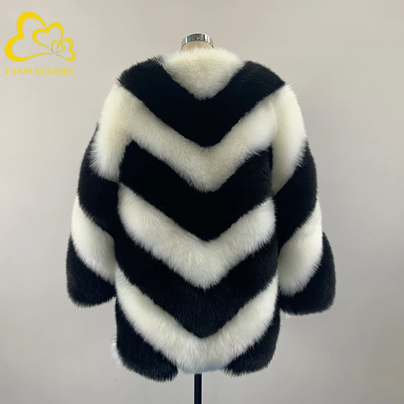 utumn Winter Faux Fur Coat Women Warm Casual Thick  Ladies Fox Fur Jacket Female Long Coat Plus Size Outwear Plush Overcoat