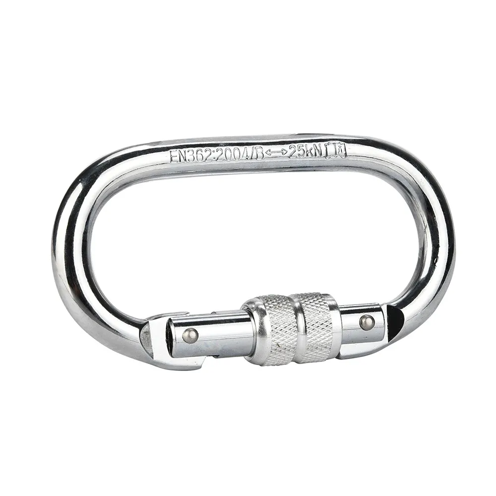 25KN Mountaineering Caving Rock Climbing Carabiner O Shaped Safety Master Screw Lock Buckle Escalade Equipement Dropship Z1016 - Цвет: Silver