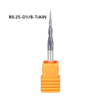 

1Pcs 2 Flutes 1/8 Shank End Mill Radius 0.25mm TiAIN Carbide Ball Nose Supplies