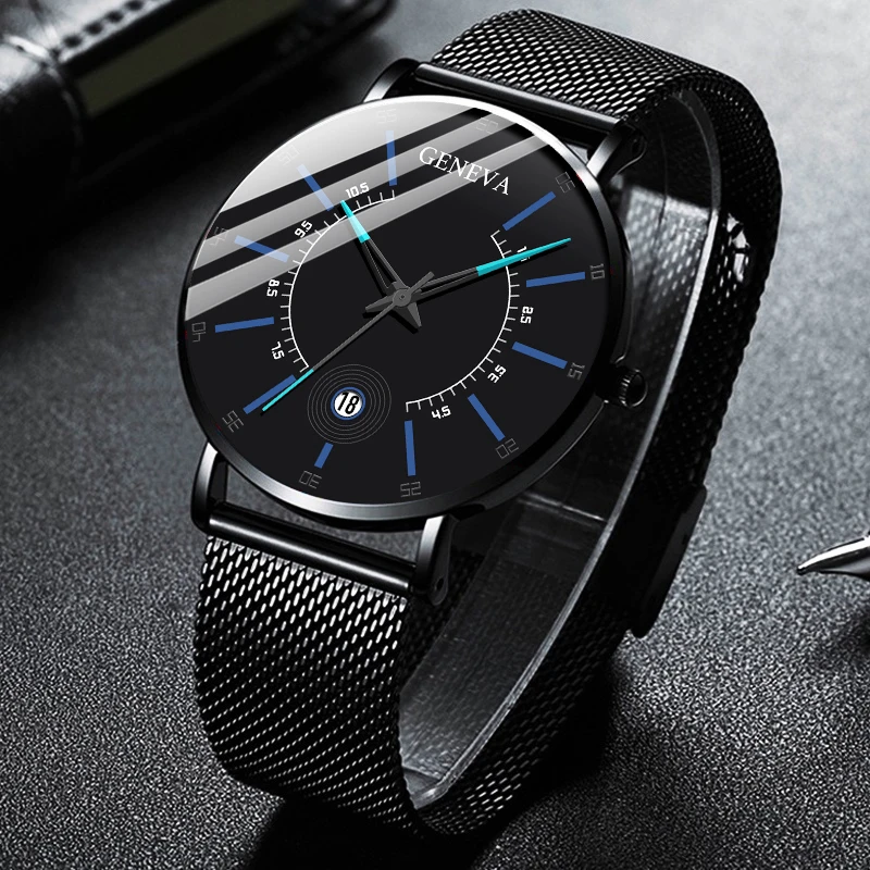 Men Watches 2021 Luxury Fashion Mens Business Watch Ultra Thin Thin Stainless Steel Mesh Belt Quartz Wrist Watch reloj hombre