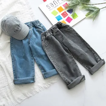 

DFXD 2020 Spring Children Long Loose Denim Pants Toddler Boys Girls Wide Leg Pants 2-7T Outfits Kids Jeans Pants Cotton Fashion