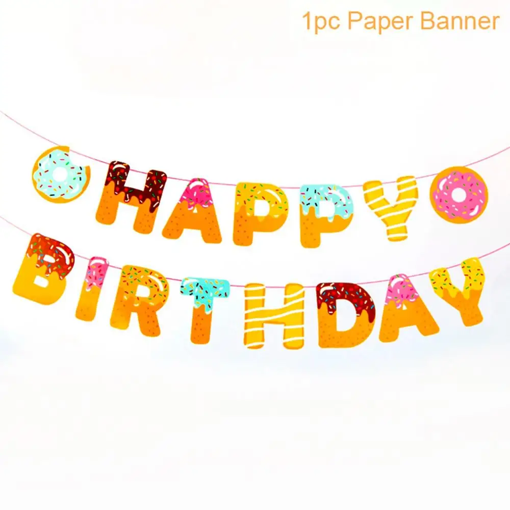 Birthday Banner Staraise бумага пончик одноразовая посуда набор «С Днем Рождения» юбилей ребенка душ конфеты украшение для бара и вечеринки пончик Вечерние - Цвет: Birthday Banner