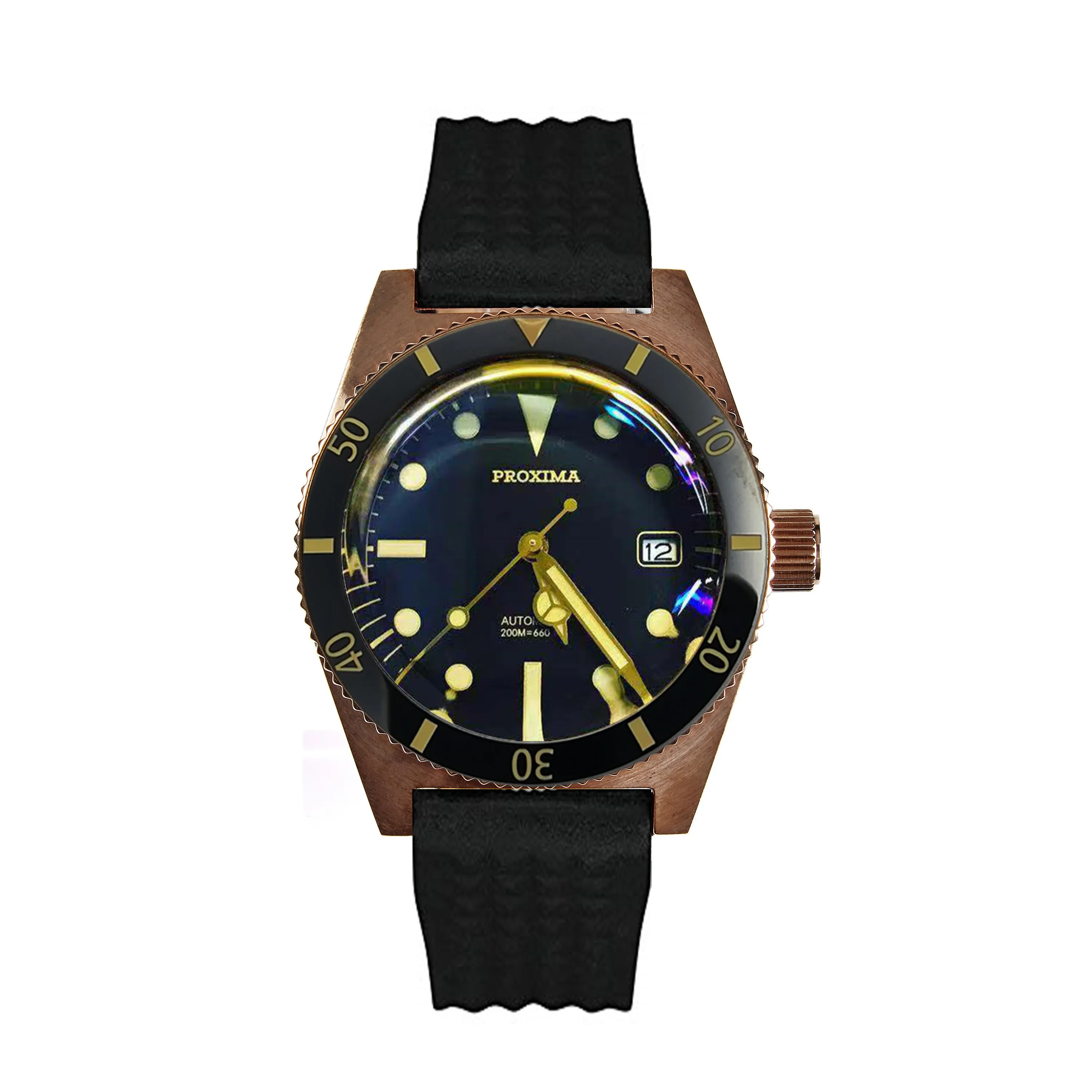 Proxima Fashion Men Automatic Menchanical Diving Watch 200M Waterproof Male Sports Wristwatch Diver Sapphire 6200 Waffle Watches