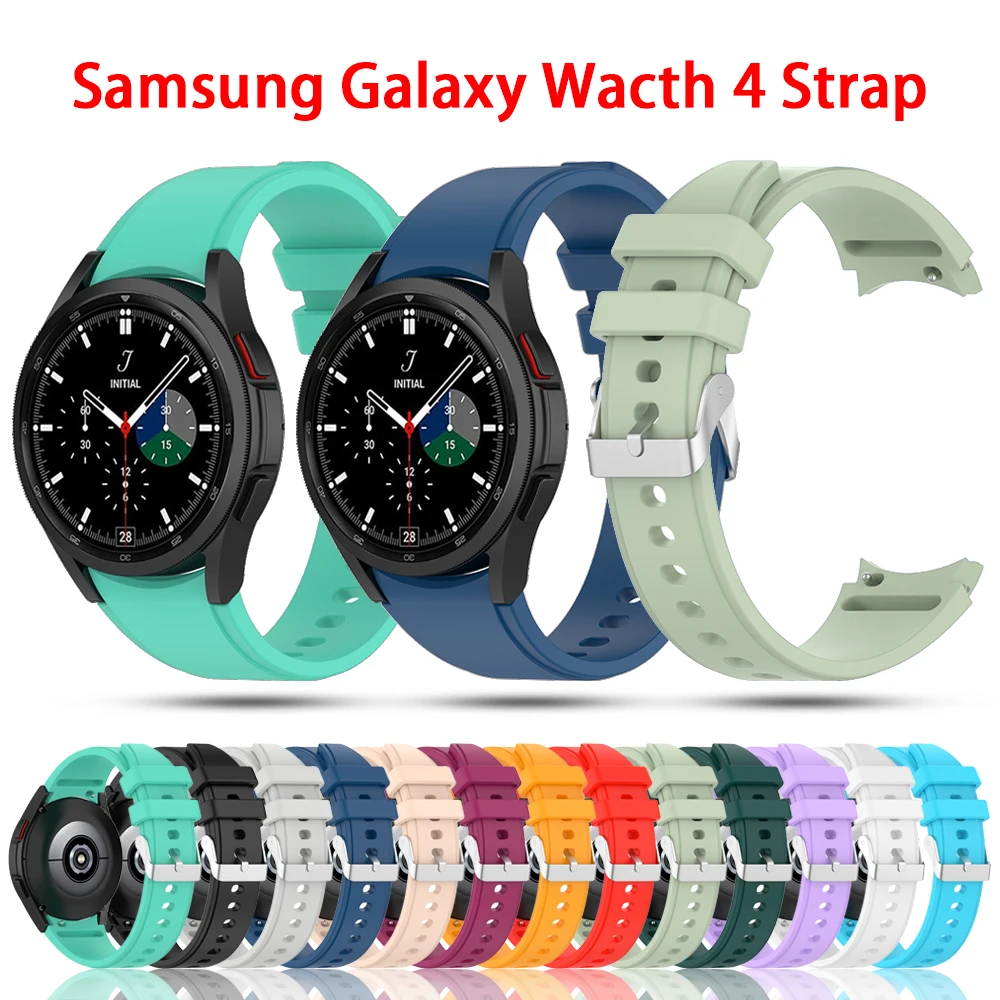 

Silicone Strap For Galaxy Watch 4 44mm 40mm Replacement Wristbands For Samsung Galaxy Watch4 classic 46mm 42mm Curved end Band