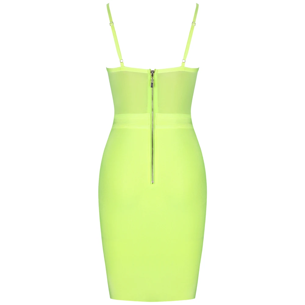 Ocstrade флуоресцентный зеленый Strapy без рукавов Мини Кружева повязку платье H0239-Fluorescent-Green
