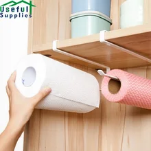 

Simple Durable White Cupboard Paper Towel Rack No Punching Cling Film Organizer Shelf Household Kitchen Supplies Accessories