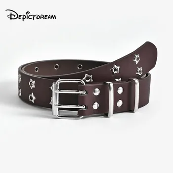 

PU Leather Belts For Women Silver Pin Buckle Metal Hole Waist Belt Female Leisure Jeans Belt Adjustable Strap