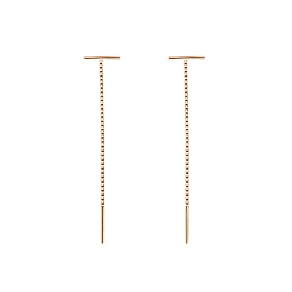 Fashion Tassel Earrings Chain For Women Long Silvery Gold Color Statement Ear T-shaped Pendant Earrings 9cm