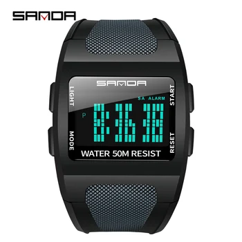 

SANDA Men Sport Watch Multifunction Stopwatch Fitness Alarm Clock 5Bar Waterproof Luminous Display Digital Watches reloj hombre