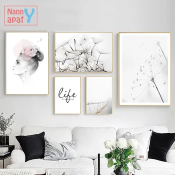 

Printed Pictures Home Wall Art Modular Poster Girl Dandelion Bridge Quote Landscape Nordic Canvas Painting Living Room Decor