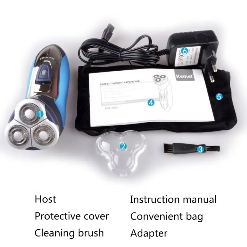 

KM-7390 Electric Shaver Razor Washable Rechargeable Men Face Beard Care Trimmer