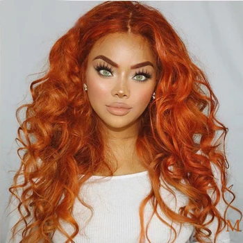 

Eversilky Ginger Orange U Part Wigs Deep Wave 13x4 Lace Front Human Hair Wigs PrePluck Transparent Lace Silk Base Full Lace Wig