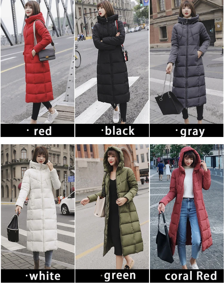 Женское зимнее пальто, толстая пуховая хлопковая куртка с карманами, длинный пуховик с капюшоном, женская верхняя одежда s, парки размера плюс XXXL