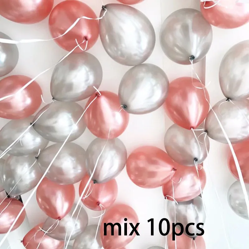 mix 10pcs Серебряные конфетти воздушные шары розовый из белого латекса розовое красное сердце Гелиевый шар серебро романтическая тема свадебные украшения на день рождения - Цвет: mix 10pcs