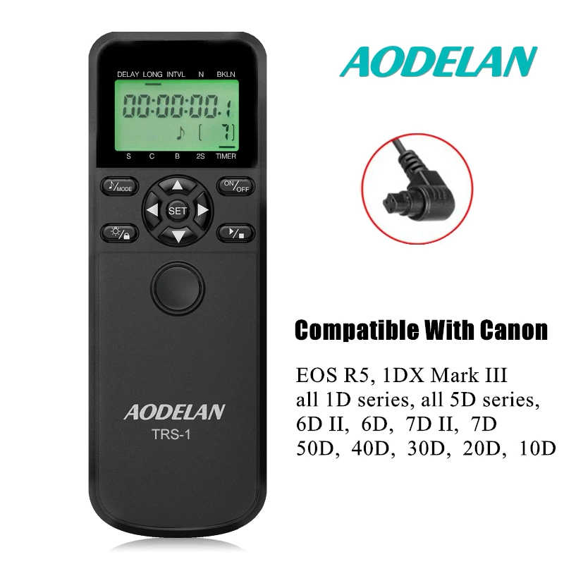 Дистанционный спуск затвора AODELAN TRS-C8 с ЖК-дисплеем для Canon EOS R5 1DXIII 6DII 6D 1D Series 5D. 7DII 7D