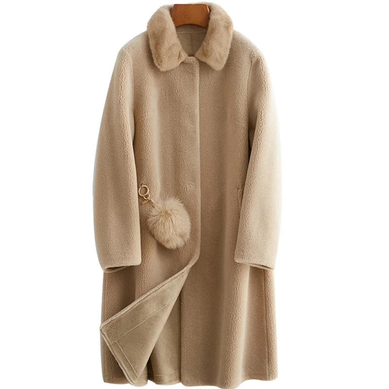 

Real Fur Coat Female Wool Jacket Autumn Winter Coat Women Clothes 2019 Korean Vintage Sheep Shearling Tops Veste Femme ZT4385