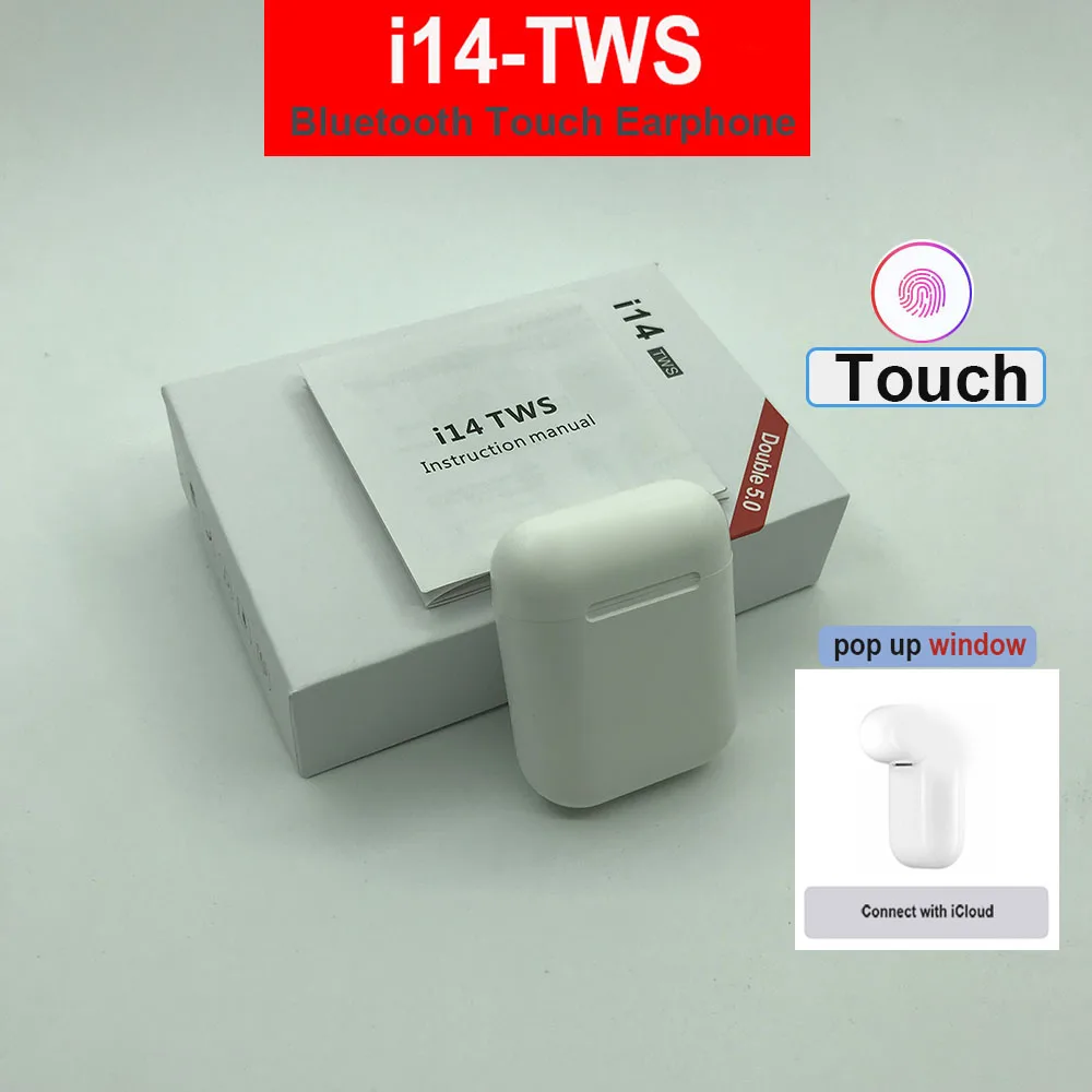 

2019 i14 Tws Bluetooth 5.0 Earphones Ture Wireless Earbuds Touch Control Headsets Headphones For i500 i200 tws