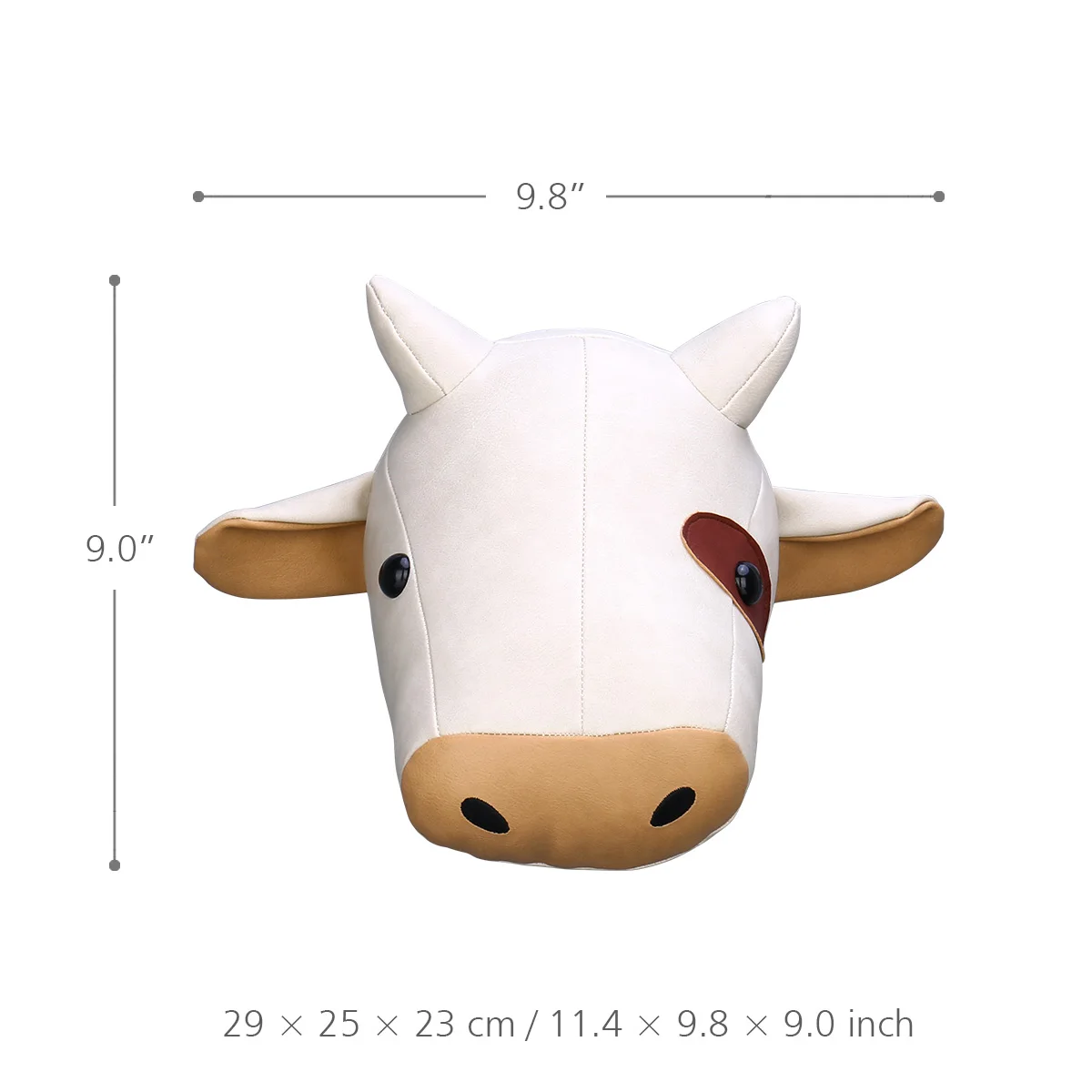 Tooarts Milk Cow Head Wall Hanging Cartoon Animal Head Wall Decor Room Decoration Microfiber Leather Material Childlike Ornament