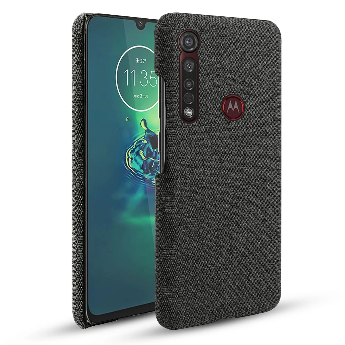 Черный Для Motorola Moto G8 Plus чехол для телефона Ретро тканые ткани против царапин жесткий чехол из поликарбоната для Moto G8 Plus защита для телефона - Цвет: Черный