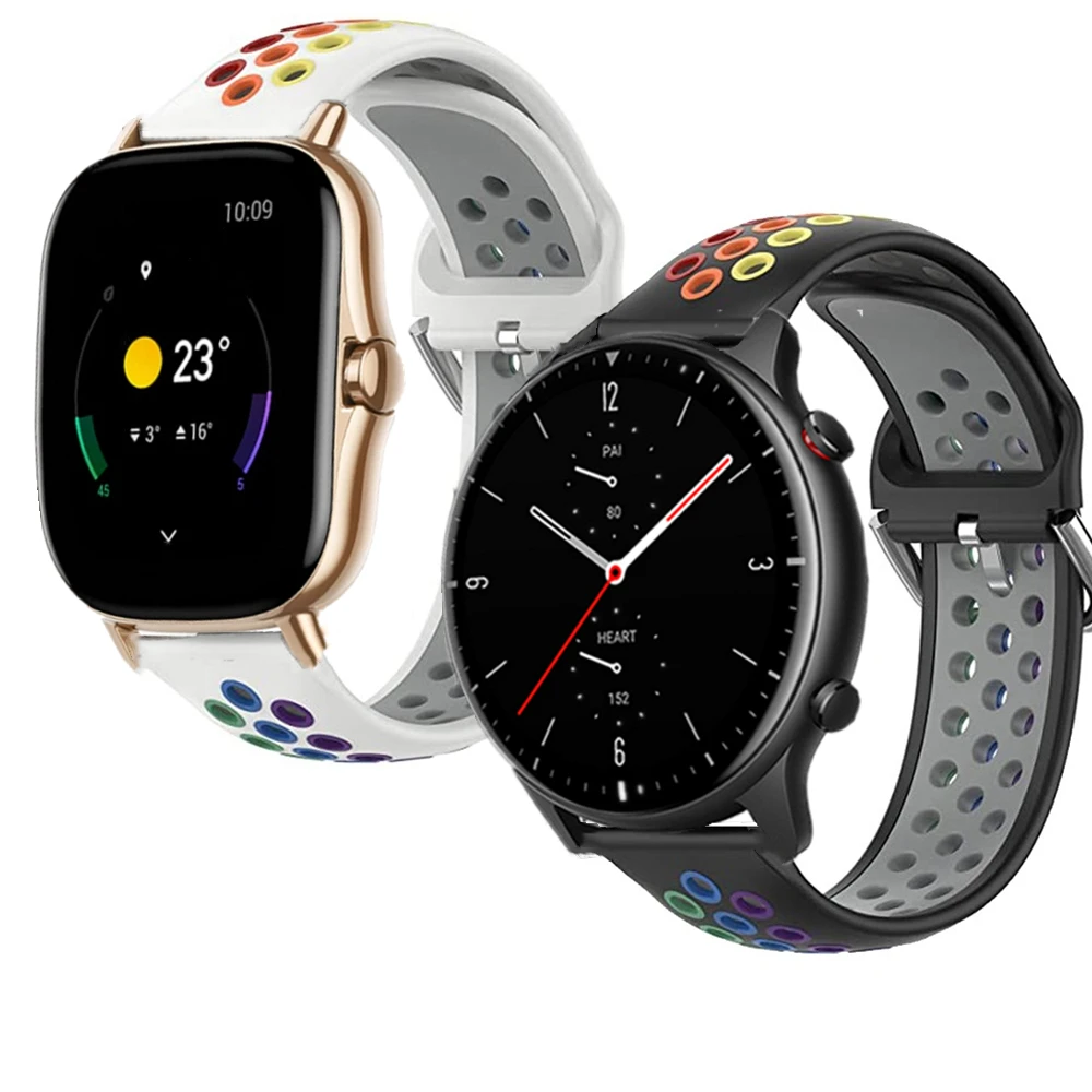 Радужный ремешок для Huami Zepp E Z силиконовый спортивный браслет Xiaomi Amazfit GTR 2e GTS 2 mini