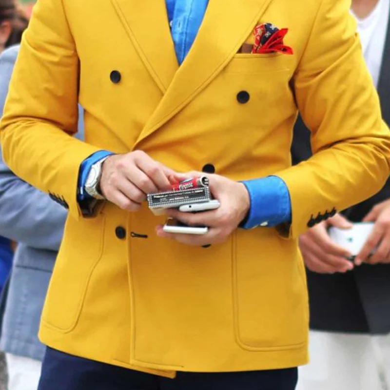 Blazer da uomo giallo Slim Fit con doppio petto stile italiano moda top  giacca da uomo per cantante Prom Stage Coat Costume maschile|Blazers| -  AliExpress