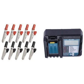 

10A Handle Electrical Crocodile Alligator Clips & 14.4V 18V Li-Ion Battery Charger for Makita Dc18Rf (Us Plug)