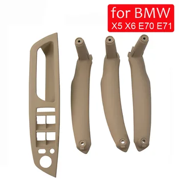 

4PCS Left Hand Driver Door Pull Handles Kit Auto Interior Replacement Parts for BMW X5 X6 E70 E71 2007-2013