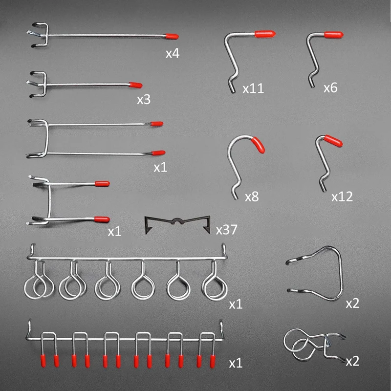 52Pcs Pegboard Hooks Assortment Home Storage Hooks System Peg Board Tool Hanger Set Garage Kitchen Workshop Organizer Utility Ho