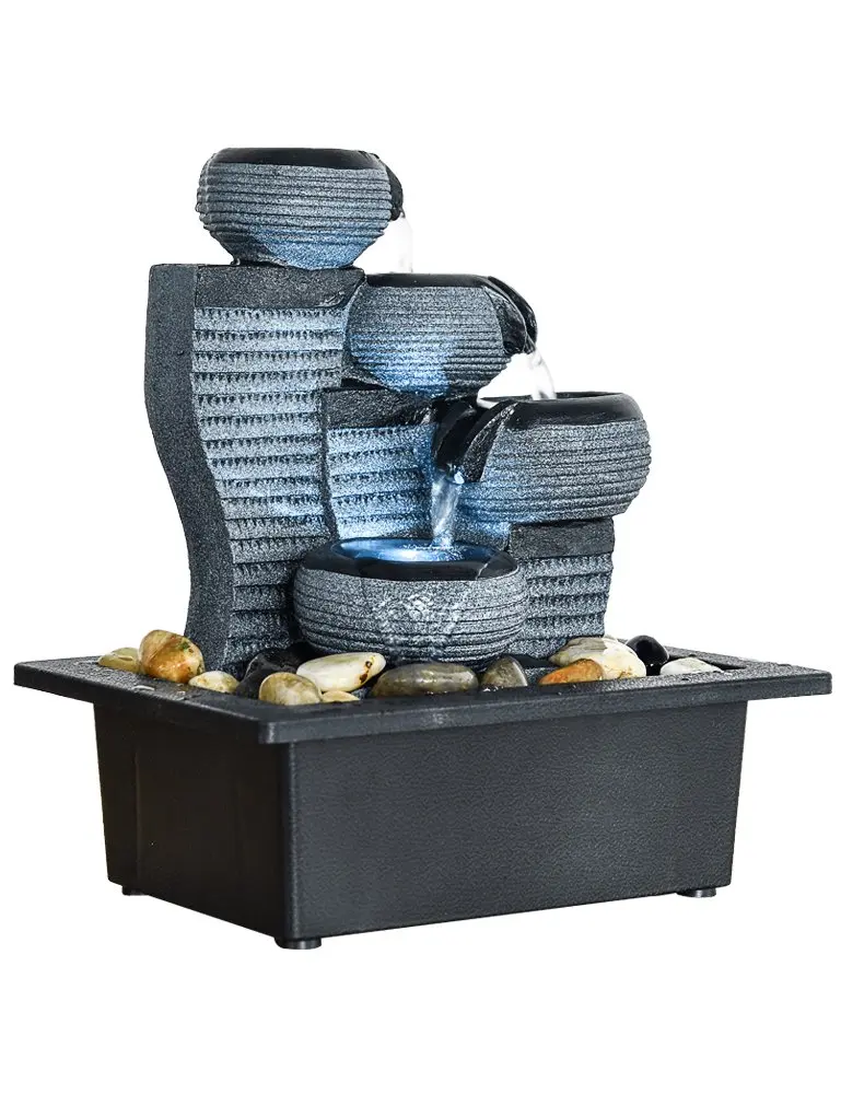 Indoor Desk Waterfall Fountain Decor with LED Illuminated Indoor