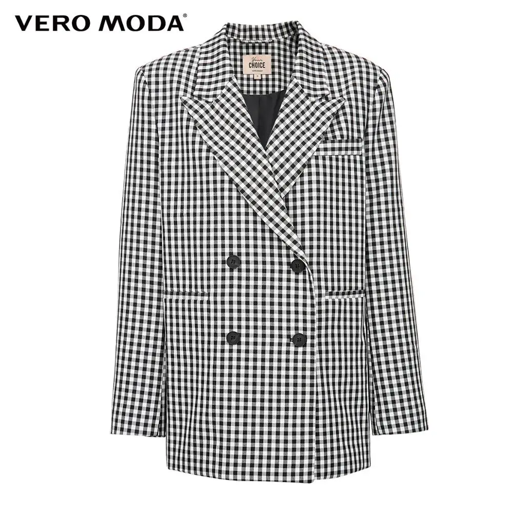 Vero Moda женский нагрудный клетчатый двубортный пиджак | 319308586