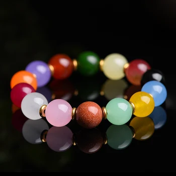 

Natural jade Agate crystal multi treasure Bracelet Adjustable Bangle Charm Jewellery Fashion Accessories Hand-Carved Luck Amulet