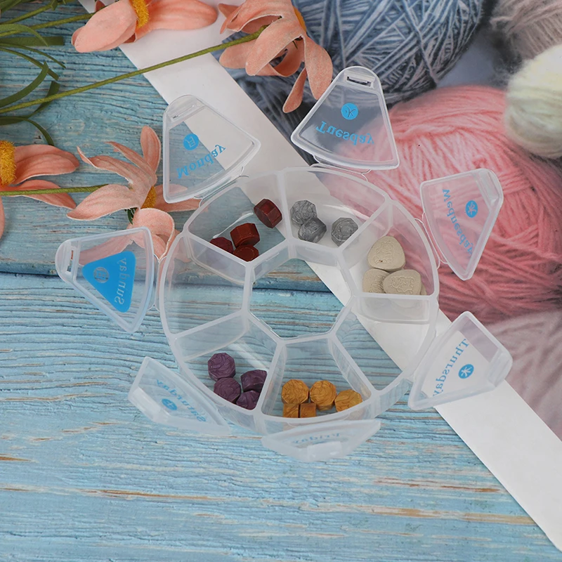 Round Tablet Pill Holder 7 Days Weekly Pill Box Dispenser For Travelling Organizer Container Dispenser Solitters Box