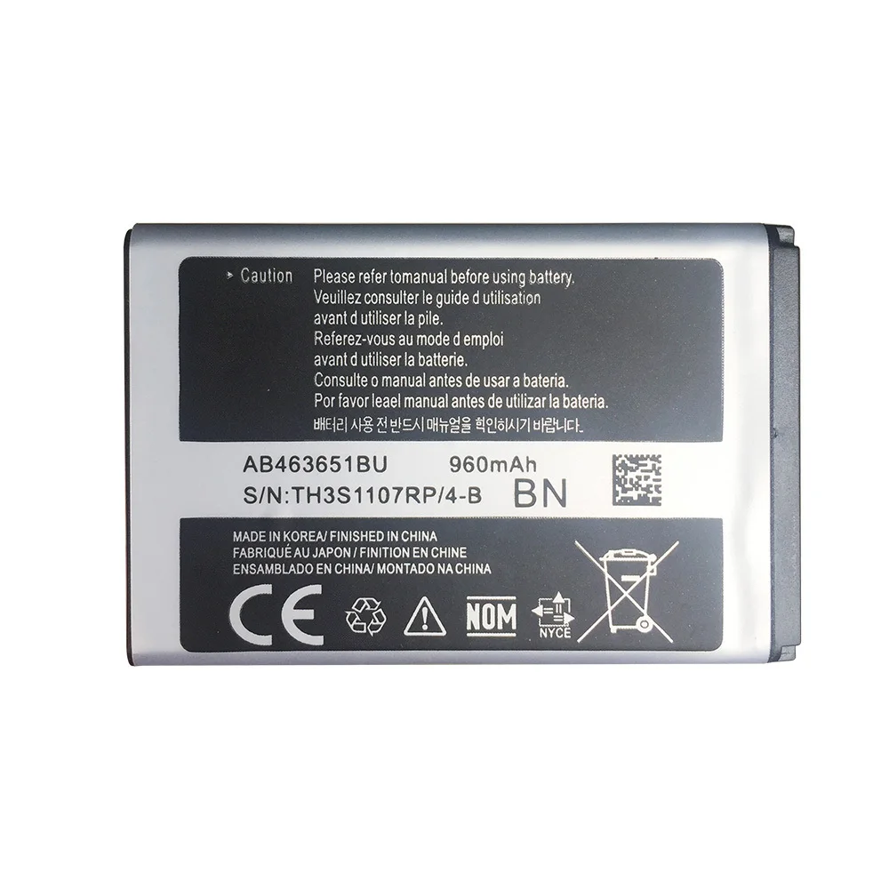 AB463651BU Батарея для samsung W559 S5620I S5630C S5560C C3370 C3200 C3518 J808 F339 S5296 C3322 L708E S5610 960 мА-ч