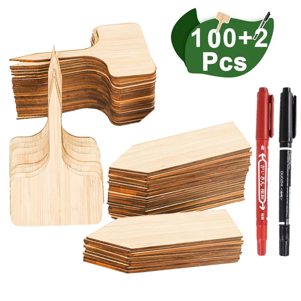 100pcs Bamboo Plant Labels With 2 Pen Eco-Friendly Wooden Plant Sign Tags Garden Markers Garden Signs Plant Labels Flowers Tools 100pcs Bamboo Plant Labels With 2 Pen Eco-Friendly Wooden Plant Sign Tags Garden Markers Garden Signs Plant Labels Flowers Tools